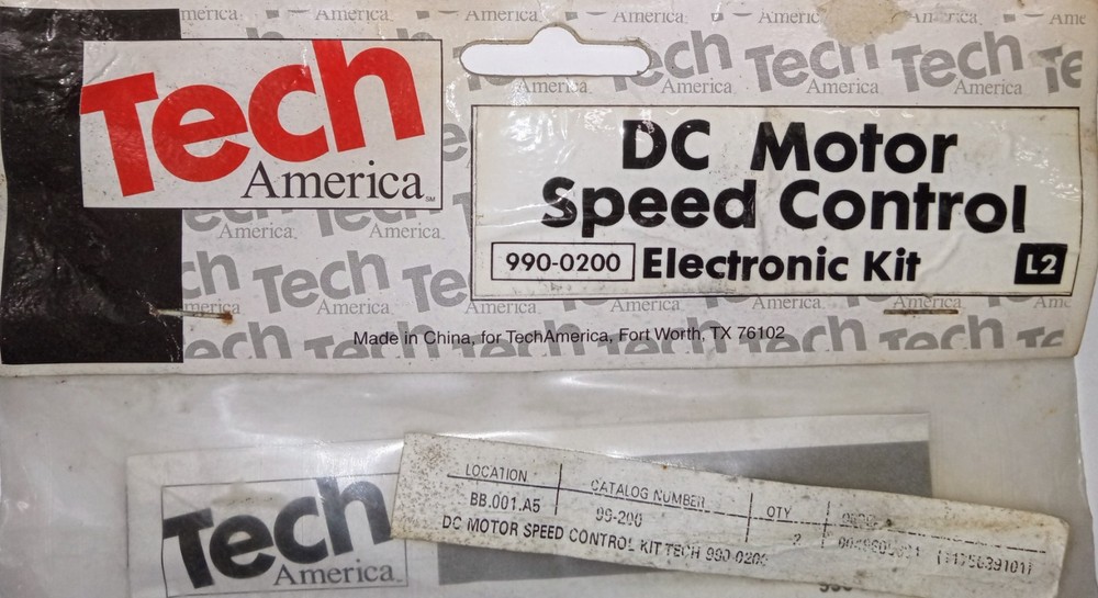 TECH AMERICA / DC MOTOR SPEED CONTROL KIT 5-15 VDC / 150mA / TANDY /