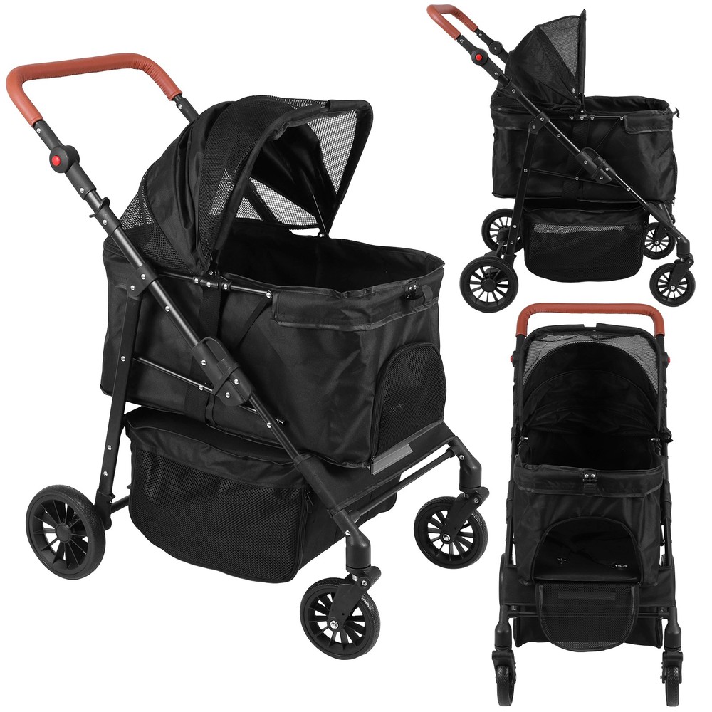 Pet Stroller Adjustable Handle Smooth-Ride Dog Stroller for Small & Medium Dogs