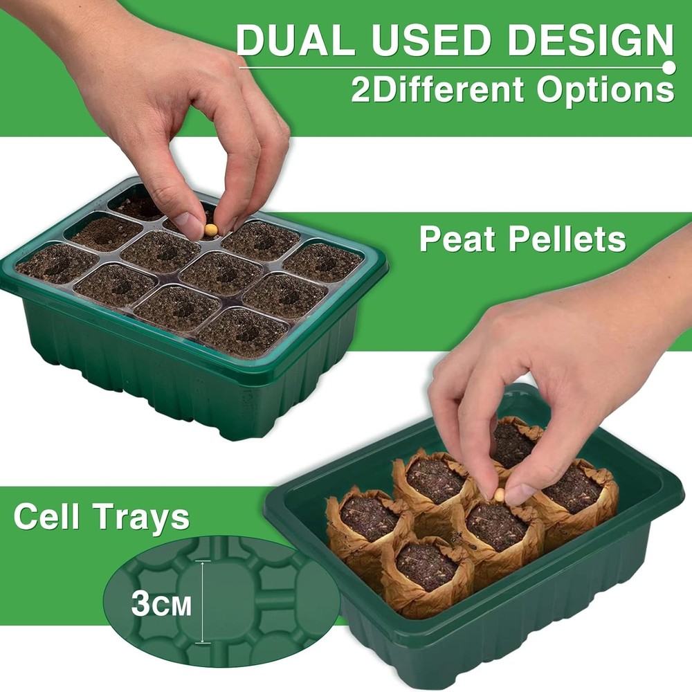Seed Starter Tray with Grow Light, 4 Pack Seed Starter Kit with Adjustable Brigh