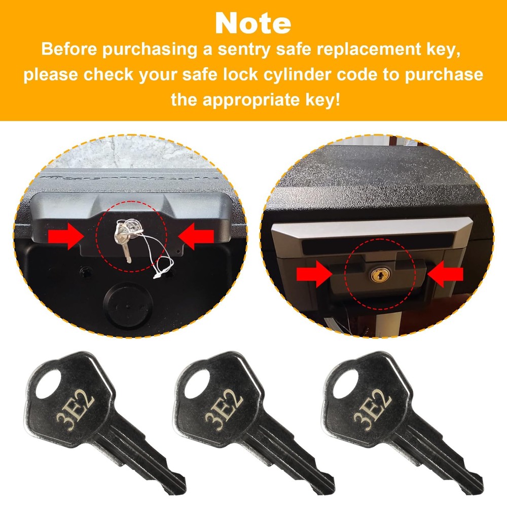 Sentry Safe Replacement Keys Model 1100-Codes 3E2 for 3E2, Silver