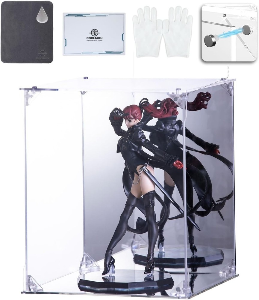 Acrylic Display Case, Mirrored Back and Base, UV Protected, Front Door with M...