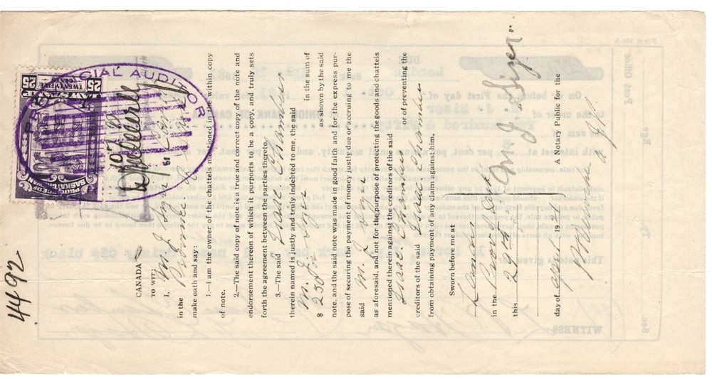 LANDIS SASKATCHEWAN CANADA LAW STAMP ON DOCUMENT 1921