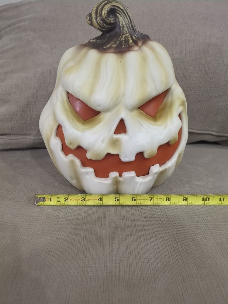 Halloween 12” LED Flickering White Evil Pumpkin
