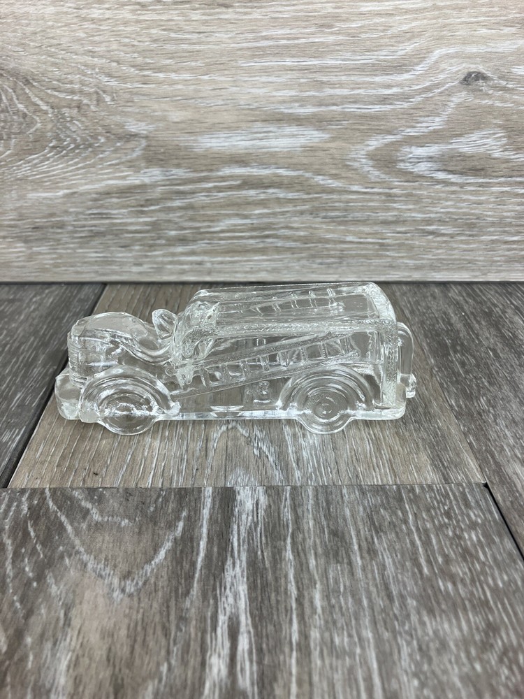 Fire Truck Engine Clear Glass Vintage
