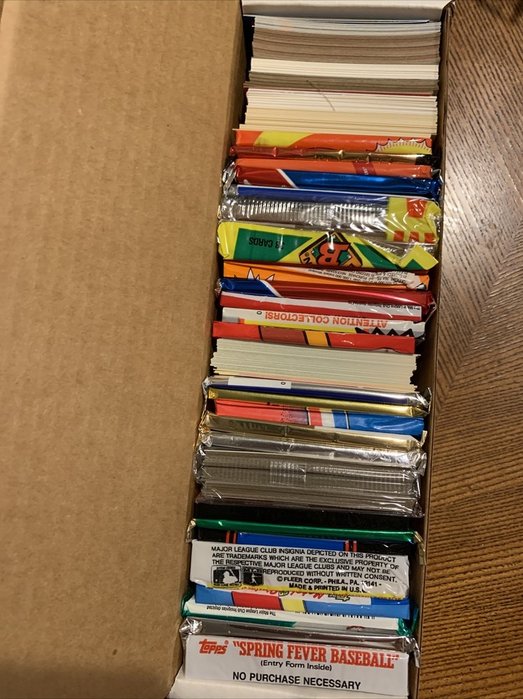 box of sealed baseball packs