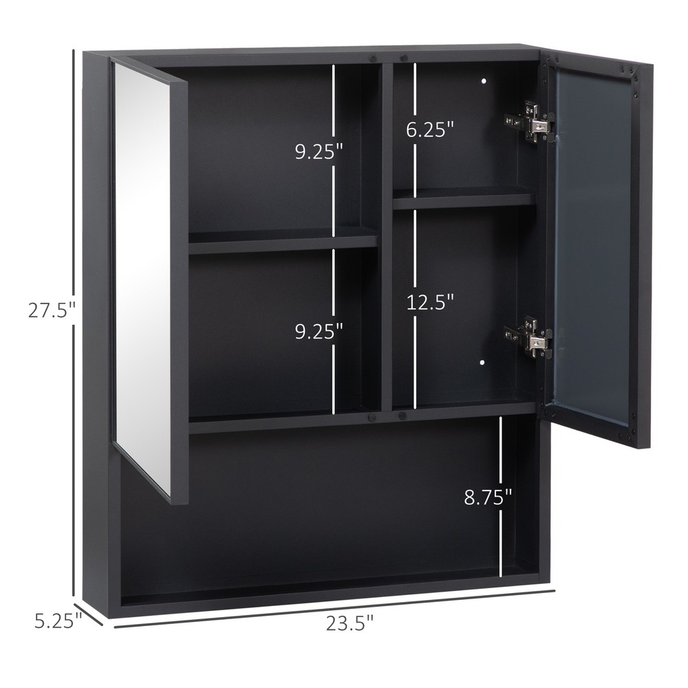 Wall Mounted Medicine Cabinet, Bathroom Mirror with Storage, LED Light