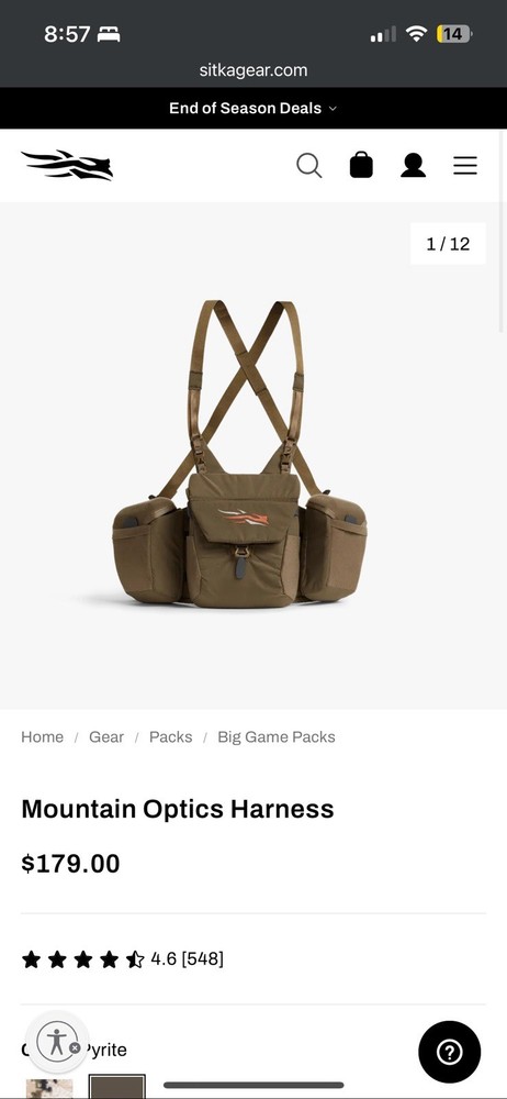 Sitka Mountain Optics Bino Harness