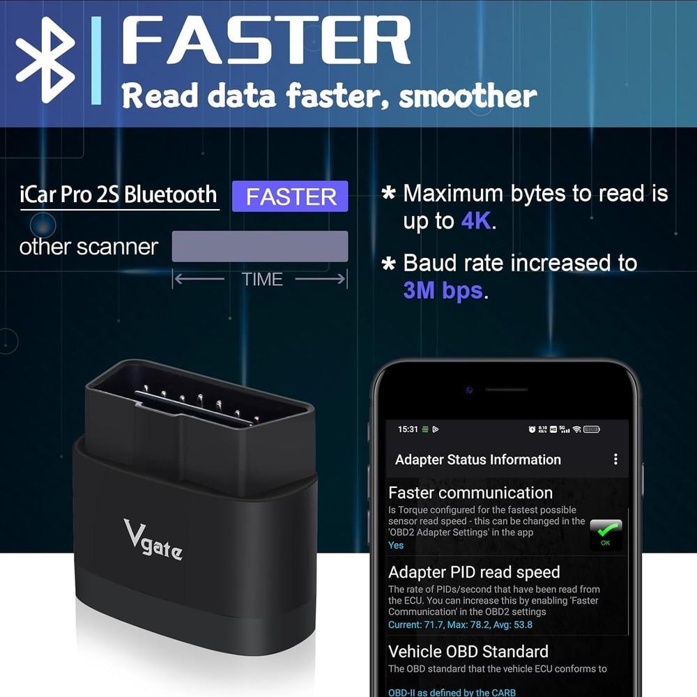 Vgate iCar Pro 2S OBD2 Scanner Bluetooth Code Reader Diagnostic iPhone & Android