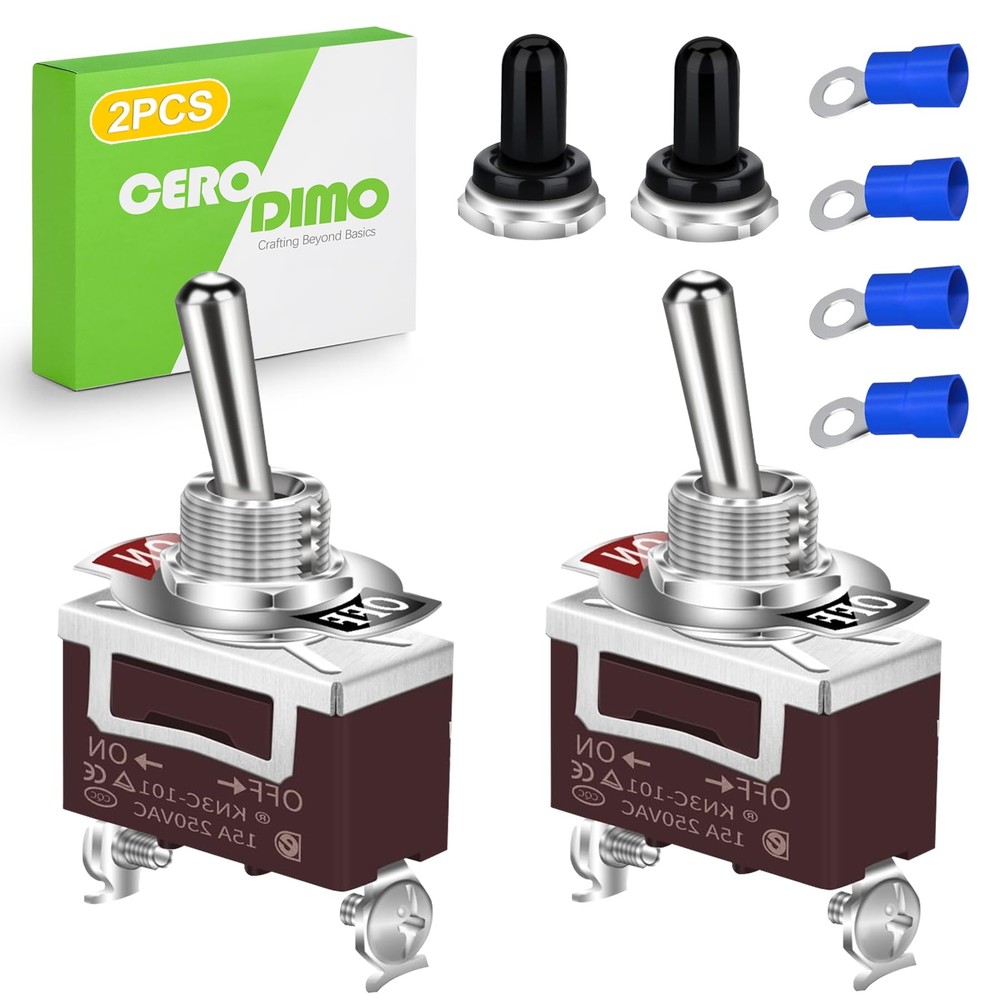 2 Pack Waterproof Toggle Switch 12V DC Waterproof Switch 30A SPST ON/Off 2 pi...