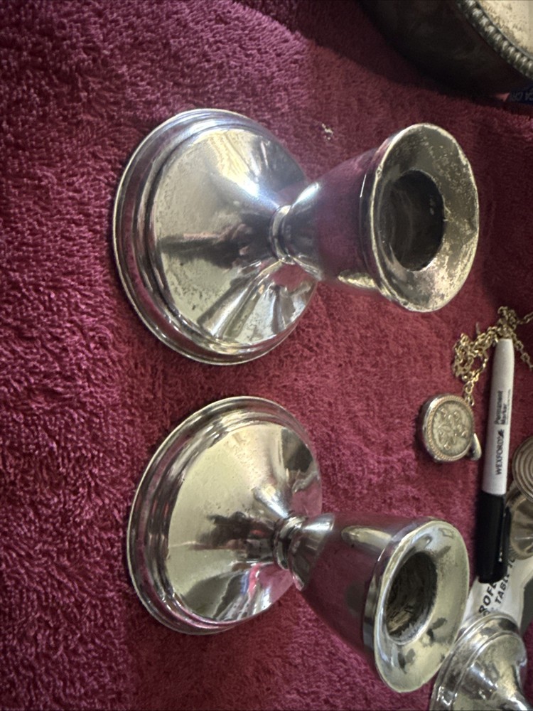 Vintage Sterling Silver Weighted Candlesticks - stamped on bottom.