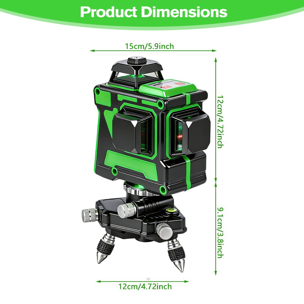 12 Line Laser Self Leveling Level Set, High Precision,2 * Rechargeable Battery