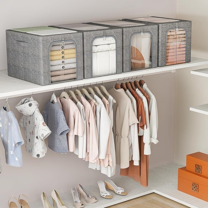 Collapsible Storage Bin W/ Clear Window Stackable Dustproof Folding Organizer US