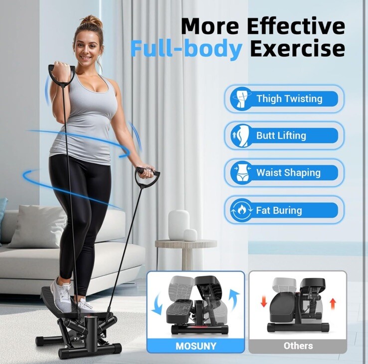 Steppers for Exercise at Home, Mini Stepper with Resistance Bands Full Body Work