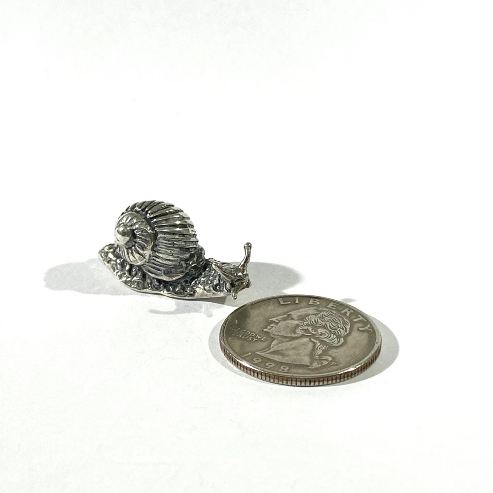 vintage solid silver snail miniature , hallmarked italian figurine