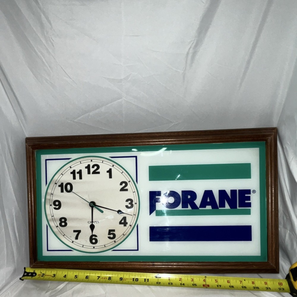 Chapin Rectangular Quartz Advertising Wall Clock White Green Blue Brown 1994