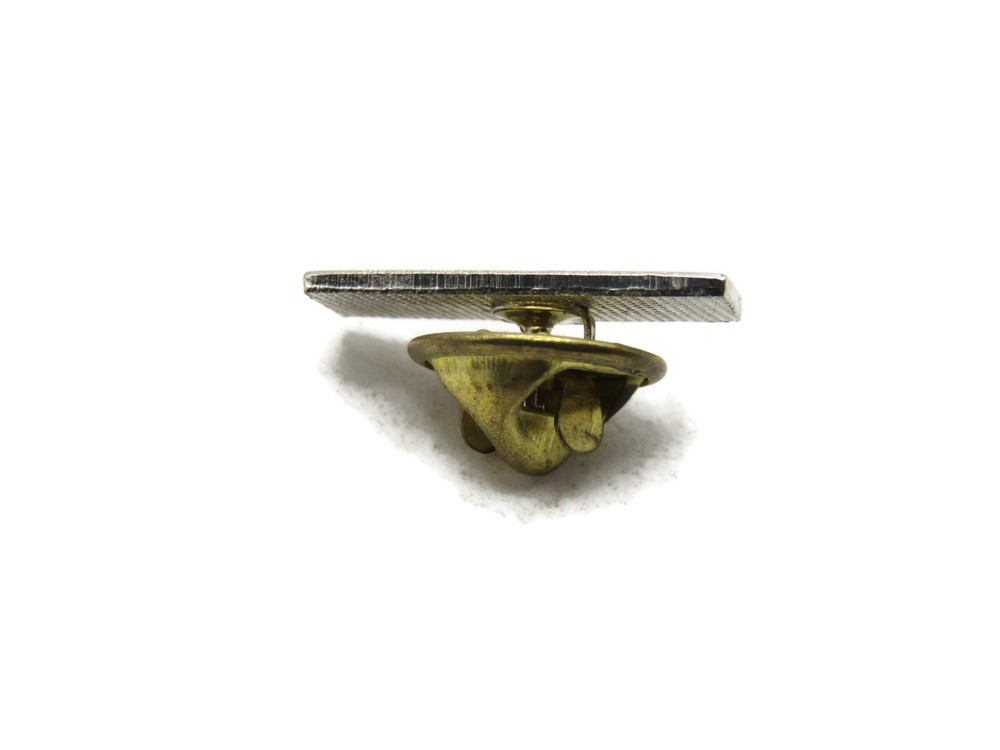 "Support" Green Enamel Lapel Pin Rectangular Bar Silver Tone Metal Hat Pinback