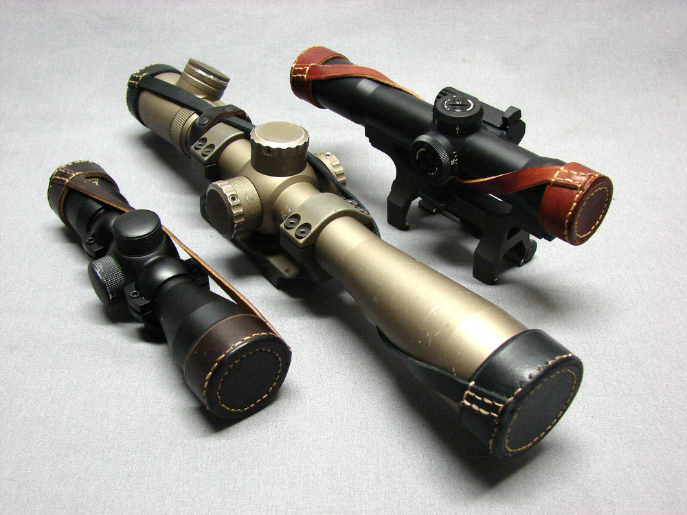 CUSTOM MADE RIFLE SCOPE LEATHER COVERS