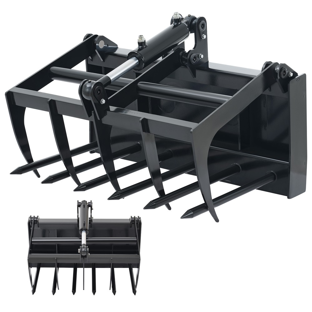 CREWORKS Mini Skid Steer Hydraulic Fork Root Grapple Attachment Grab 38" Long