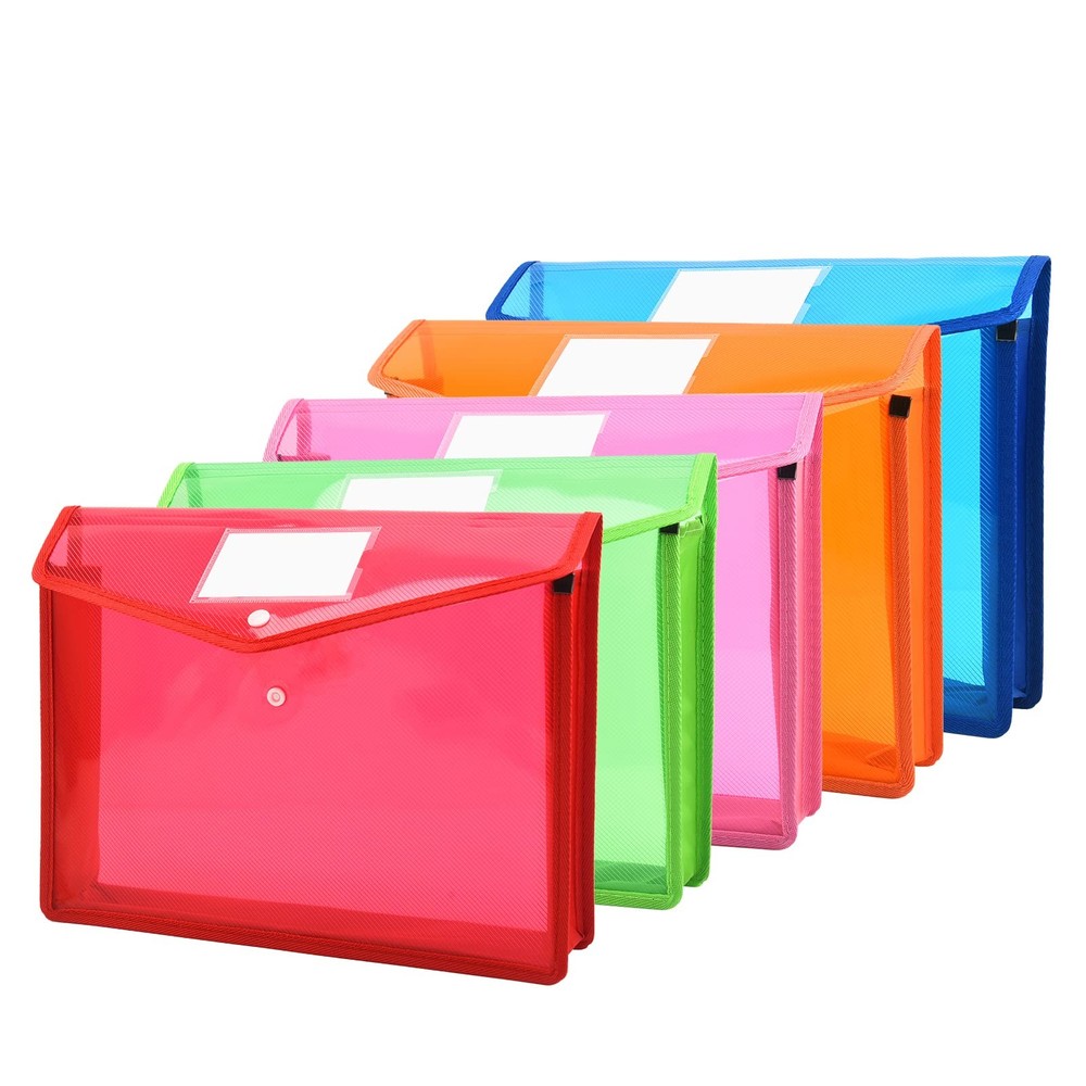 Expanding File Folder Document Organizer with Snap Button, Waterproof Transpa...