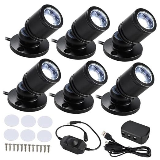 Dimmable Mini LED Spotlight, 6-Pack Daylight 6400K, USB Powered Accent