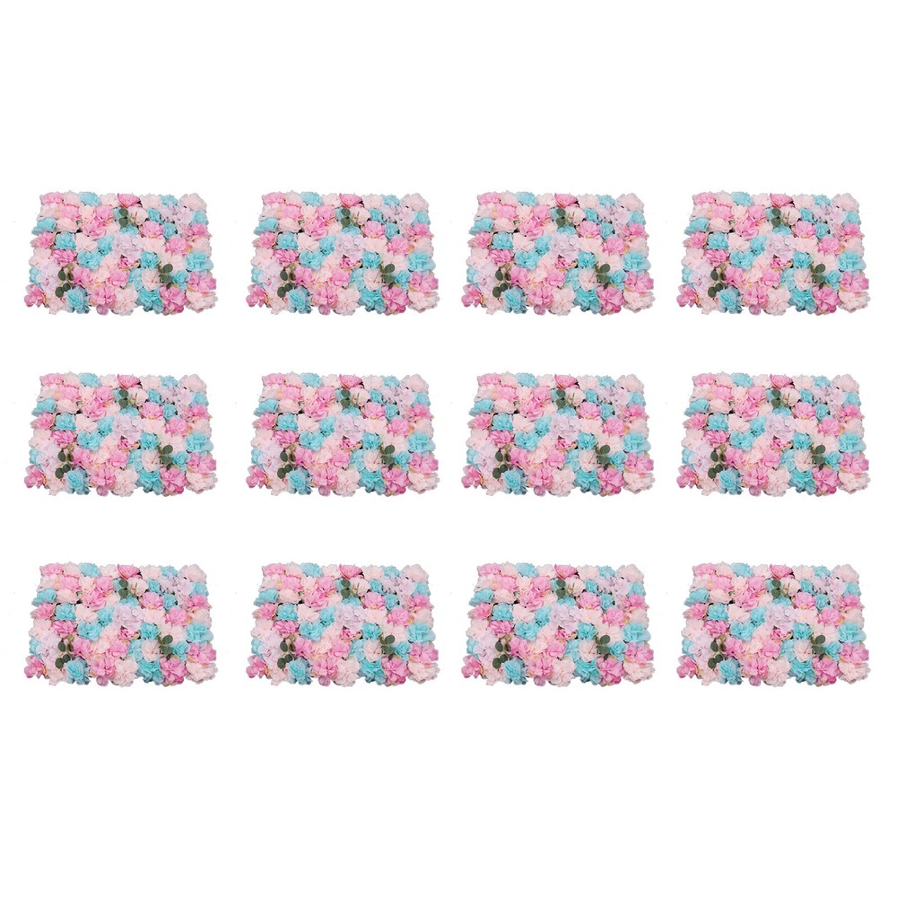 12pcs Artificial Flower Wall Rose Floral Panel Backdrop Decor for Party Wedding
