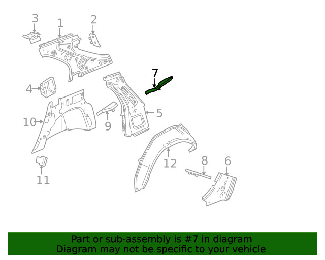Genuine GM Passenger Side Quarter Outer Panel Belt Upper Baffle 25801342