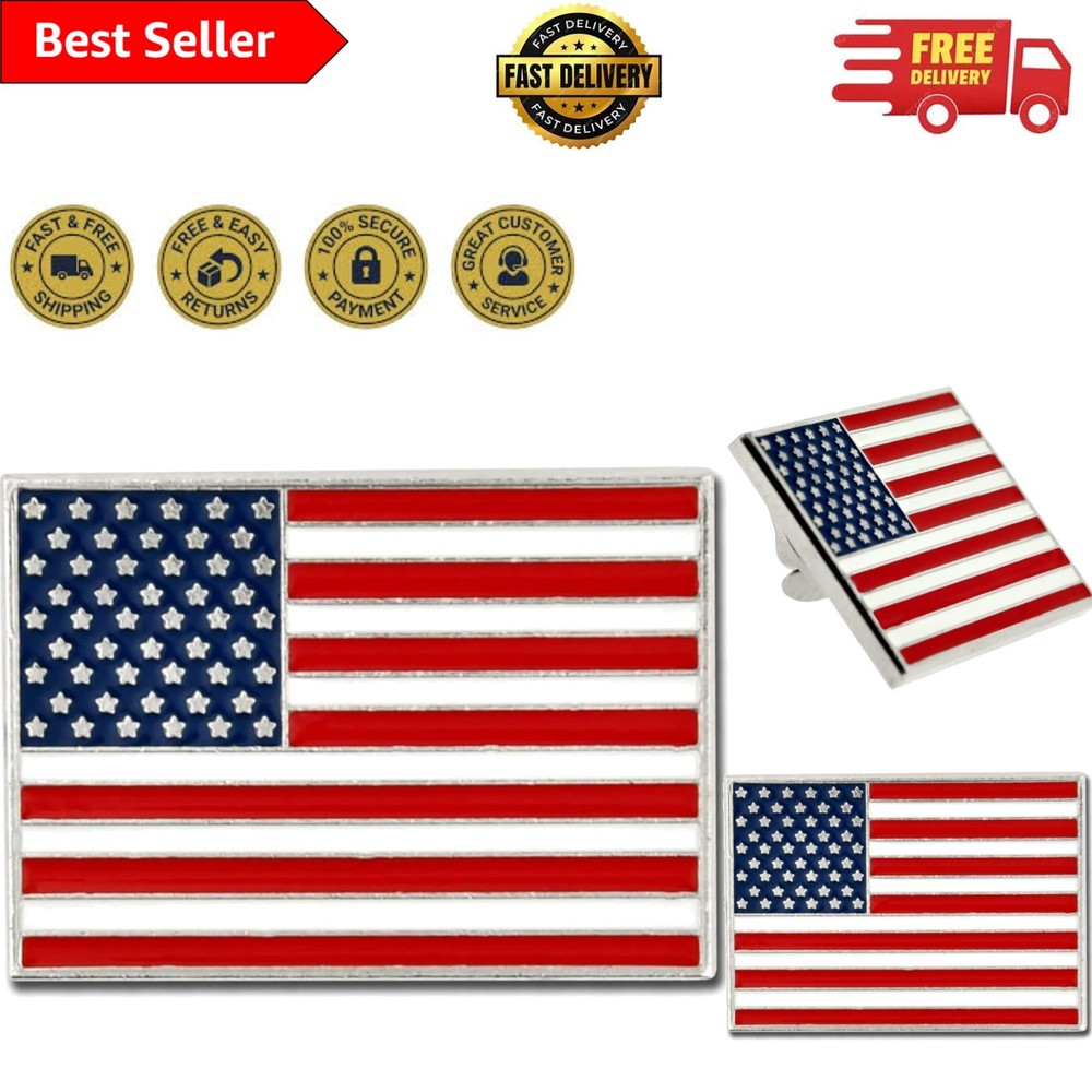 Patriotic Rectangular Lapel Pin - Handcrafted in the USA, Ideal for Gifting