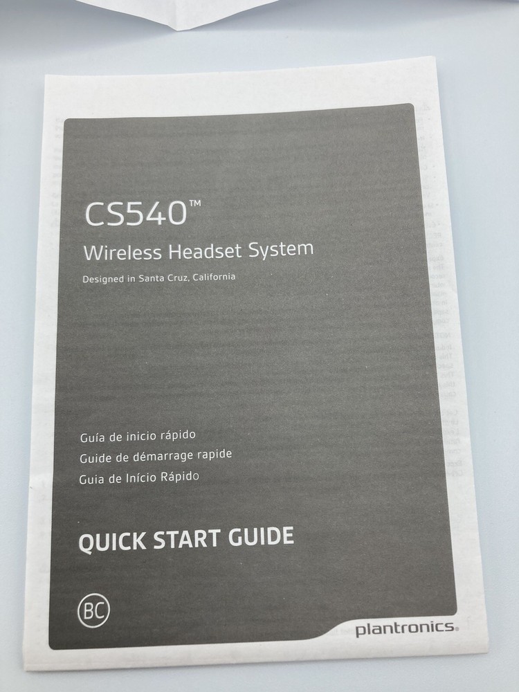 Plantronics CS540 Wireless Headset Quick Start Guide Spare Ear Pieces