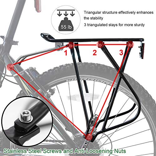 Bike Cargo Rack w/Bungee Cargo Net & Reflective Logo Universal Adjustable