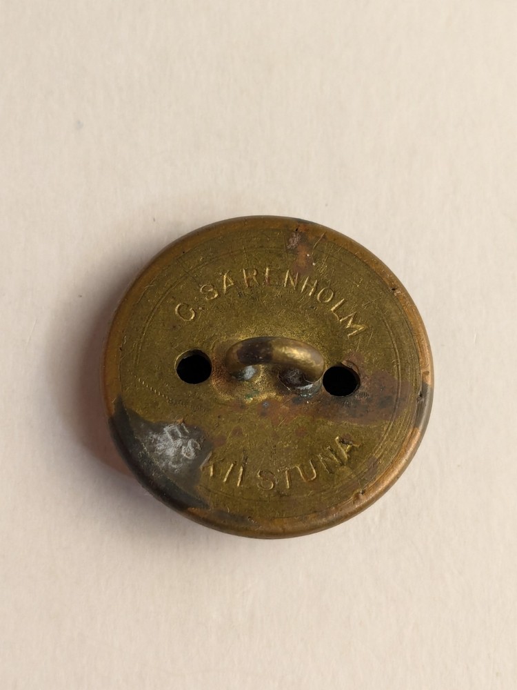 Early Swedish Telegraph Operator Uniform Button Original * M2C