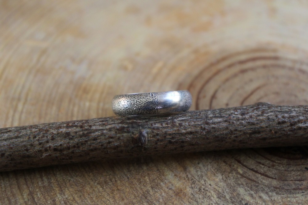 Textured & SmoothSterling Silver Band Ring with Lines Design size 10