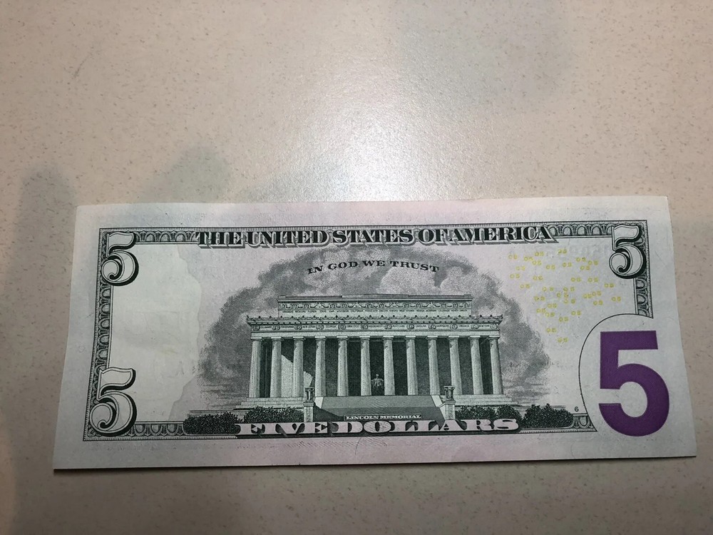 2017 Five Dollar Note With Stuck Digit (7)