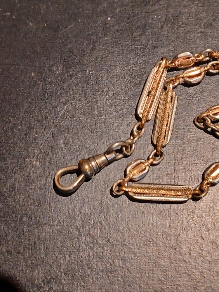 14" Pocket Watch Chain Gold Filled Two Tone