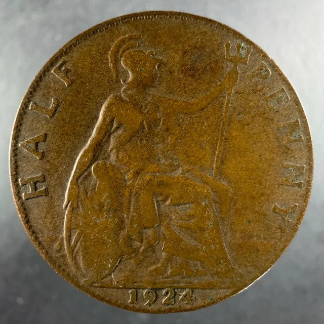 1924 Great Britain Half Penny Strong Details