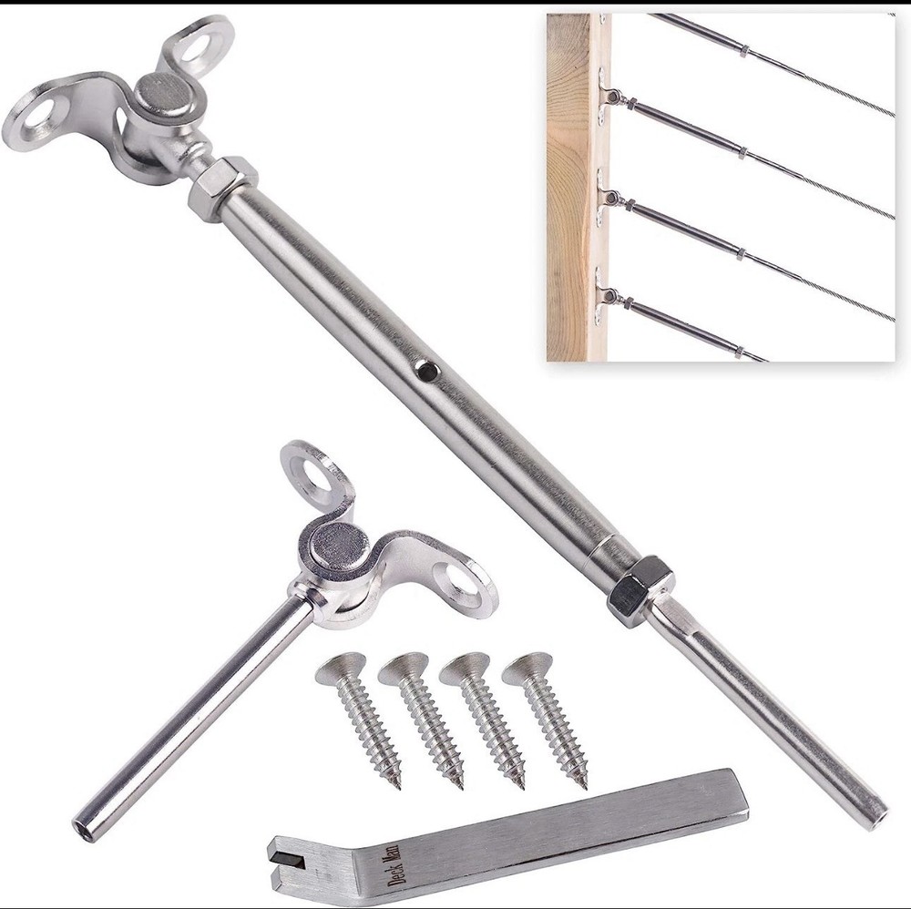 10-Pack Deck Man T316-Stainless Steel Adjustable Angle 1/8" Cable Railing Kit