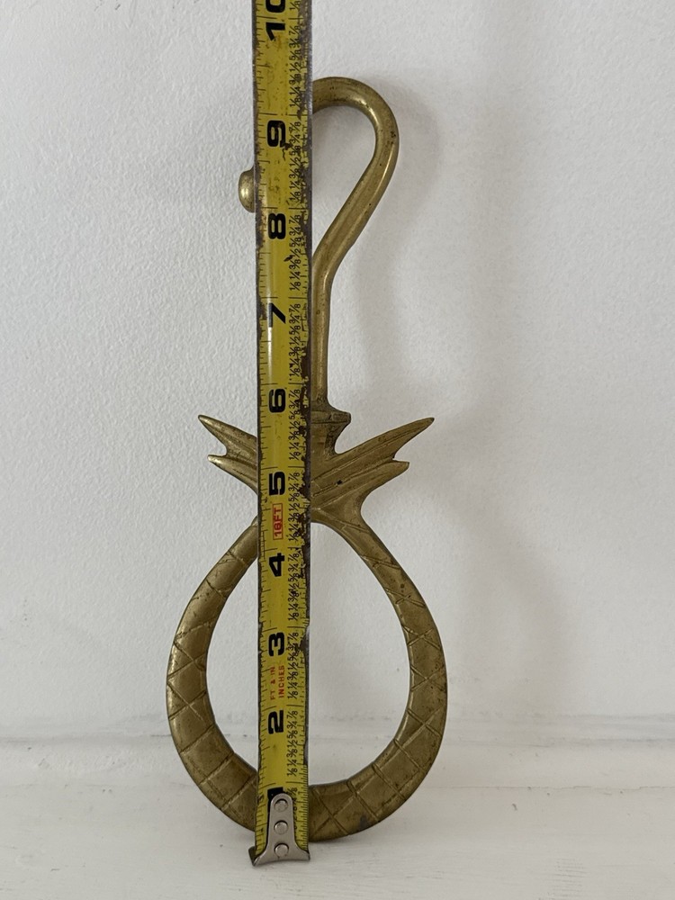 ✿ Vintage Solid Brass Pineapple Wall Hook – 8” Tall – Mid Century Tropical Decor