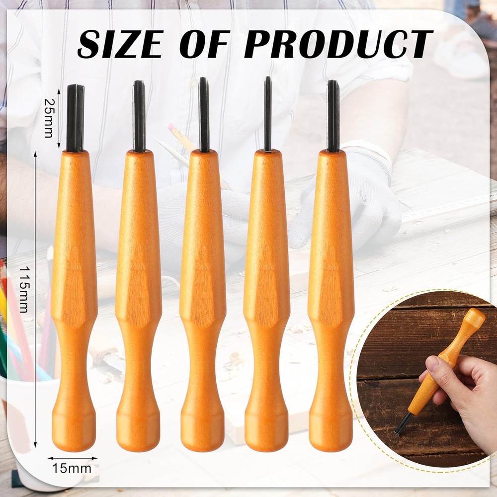 WILLBOND 5 Pcs Linocut Carving Tools Set - Triangular Linoleum & Wood Classic