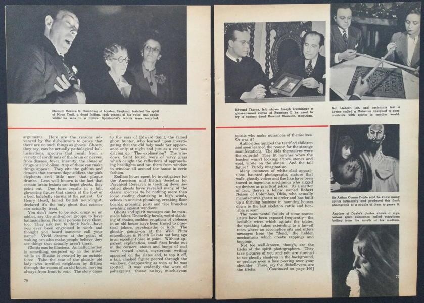 “They Never Come Back” 1952 paranormal article Mediums Ghost Spirits