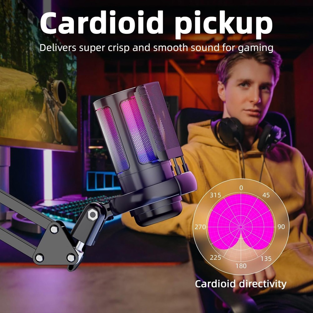 Gaming USB Microphone for PC, Podcast Microphone Kit for Streaming