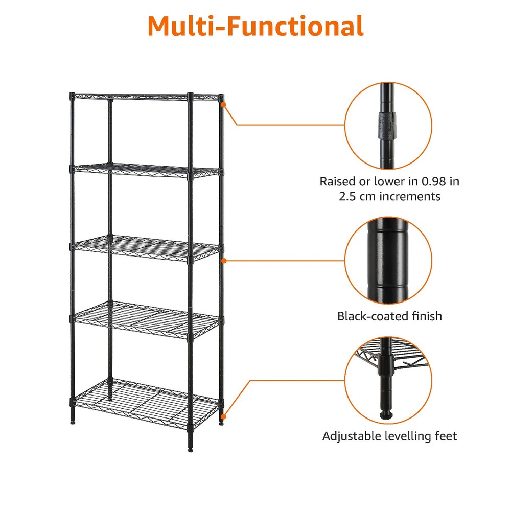Amazon Basics 5-Shelf Multipurpose Adjustable Sturdy Steel Storage Shelving Unit