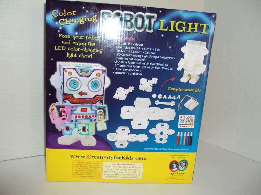 Creativity For Kids LED Color Changing Robot Light Construct, Decorate, Light Up