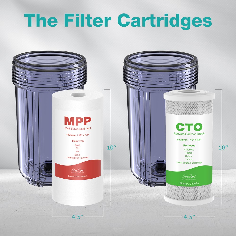 10Inch Big Blue Whole House Water Filter System Big Housing + 3 Set Extra Filter