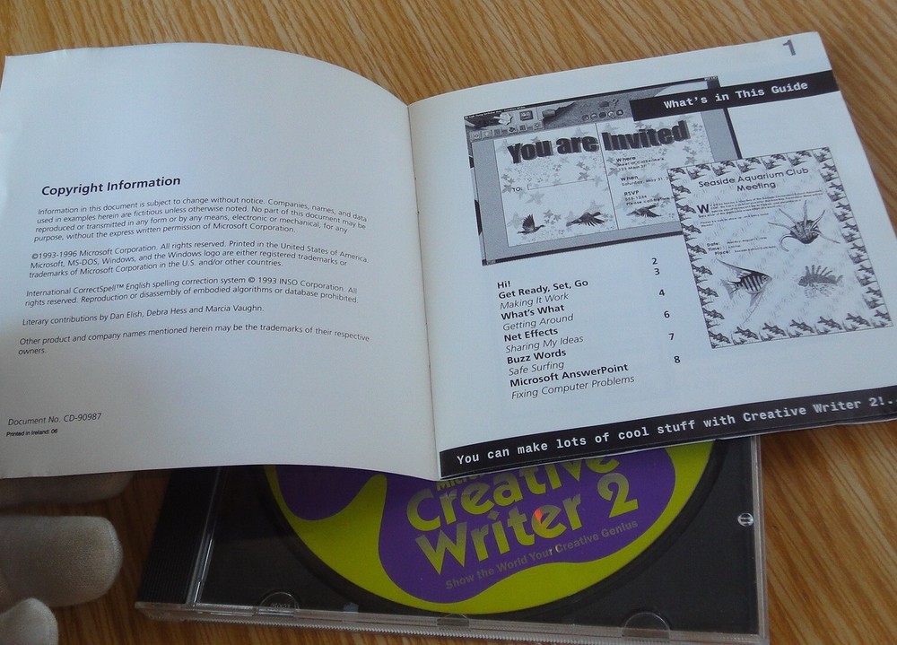 Microsoft Creative Writer 2 CD-Rom Software Windows 95, En -Nr.Mint 1996 Ages 8+