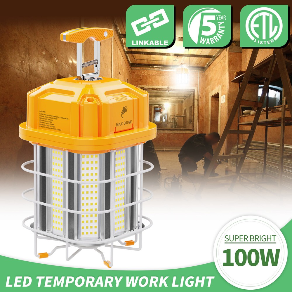 100Watt LED Temporary Work Light Linkable For Warehouse Garage Workroom Lighting