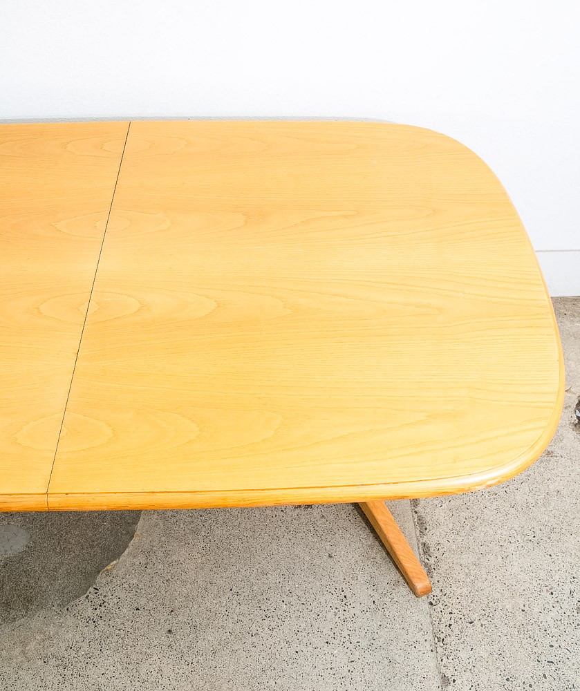 Mid Century Modern Dining Table Rectangular Rounded Blonde Mahogany Vintage Mcm