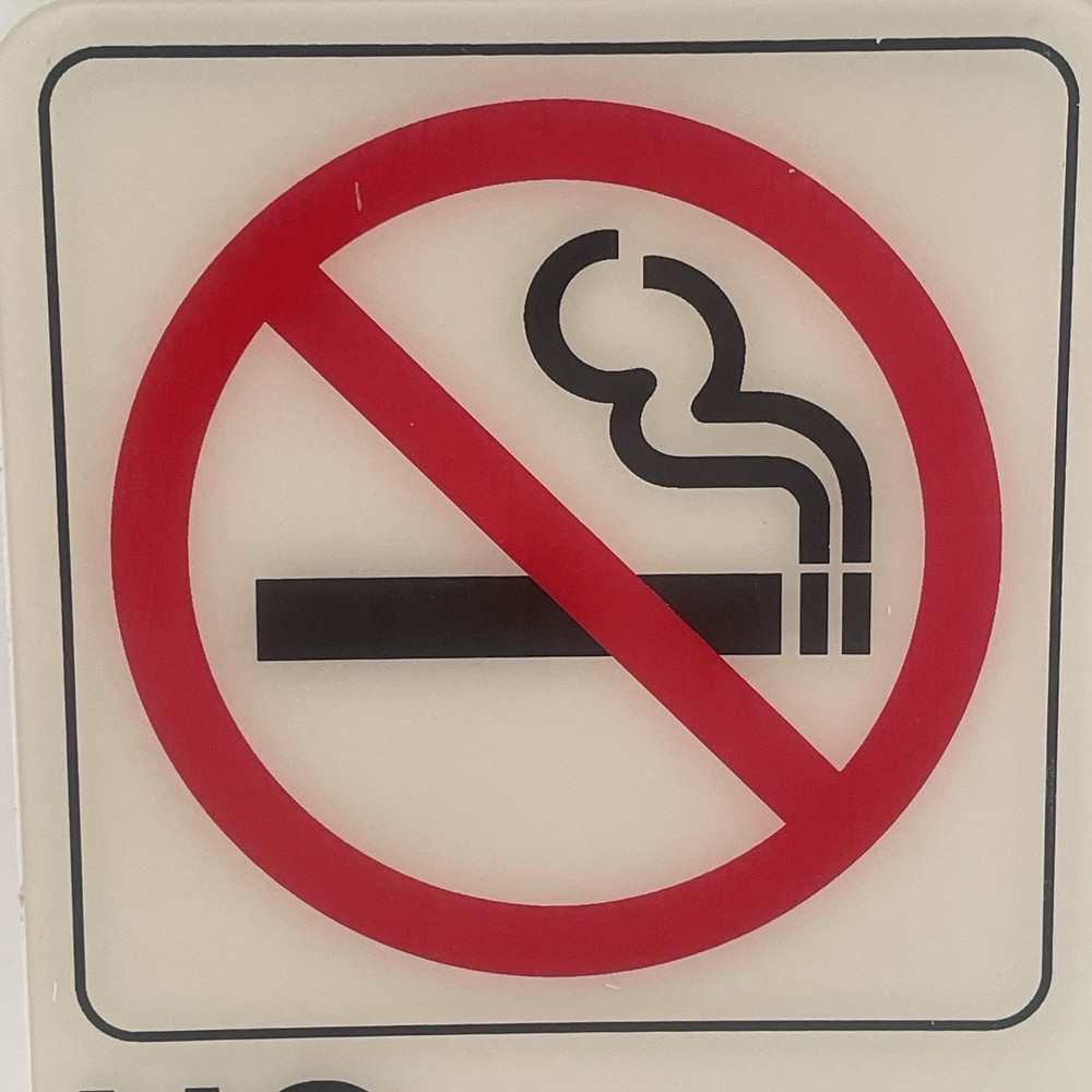 Plastic No Smoking Wall Sign 7” x 5” x 1/16”