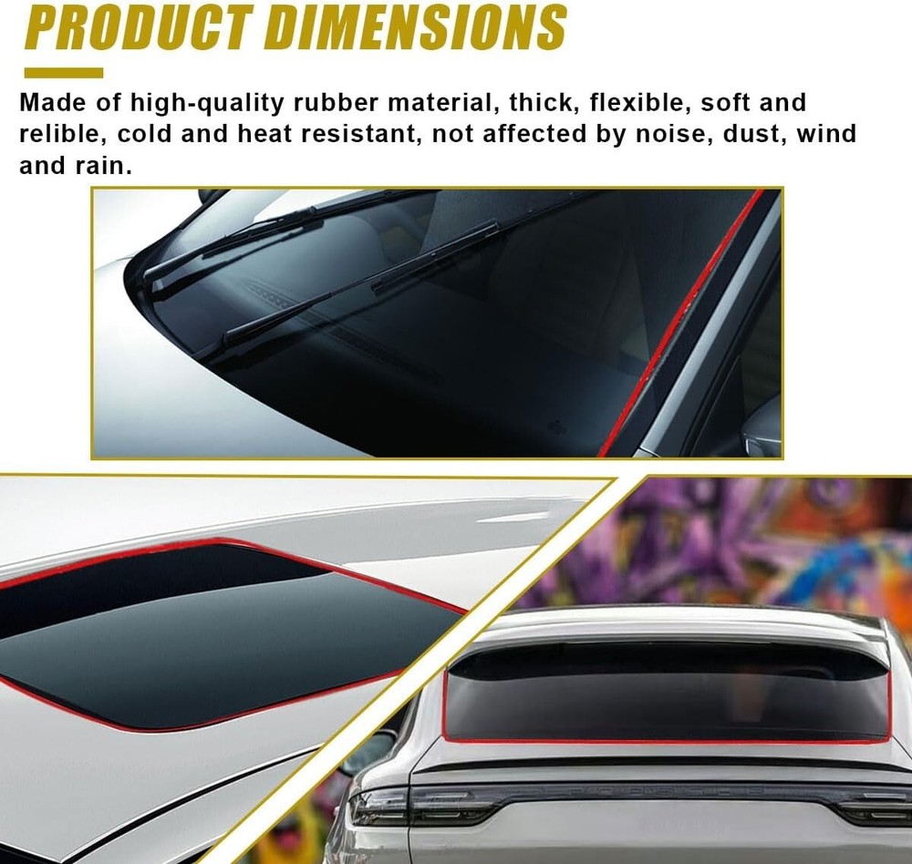 Rubber Seal Strip for Car Front Windshield, 1.7M/ 5.6Ft Cuttable Windshield Wind