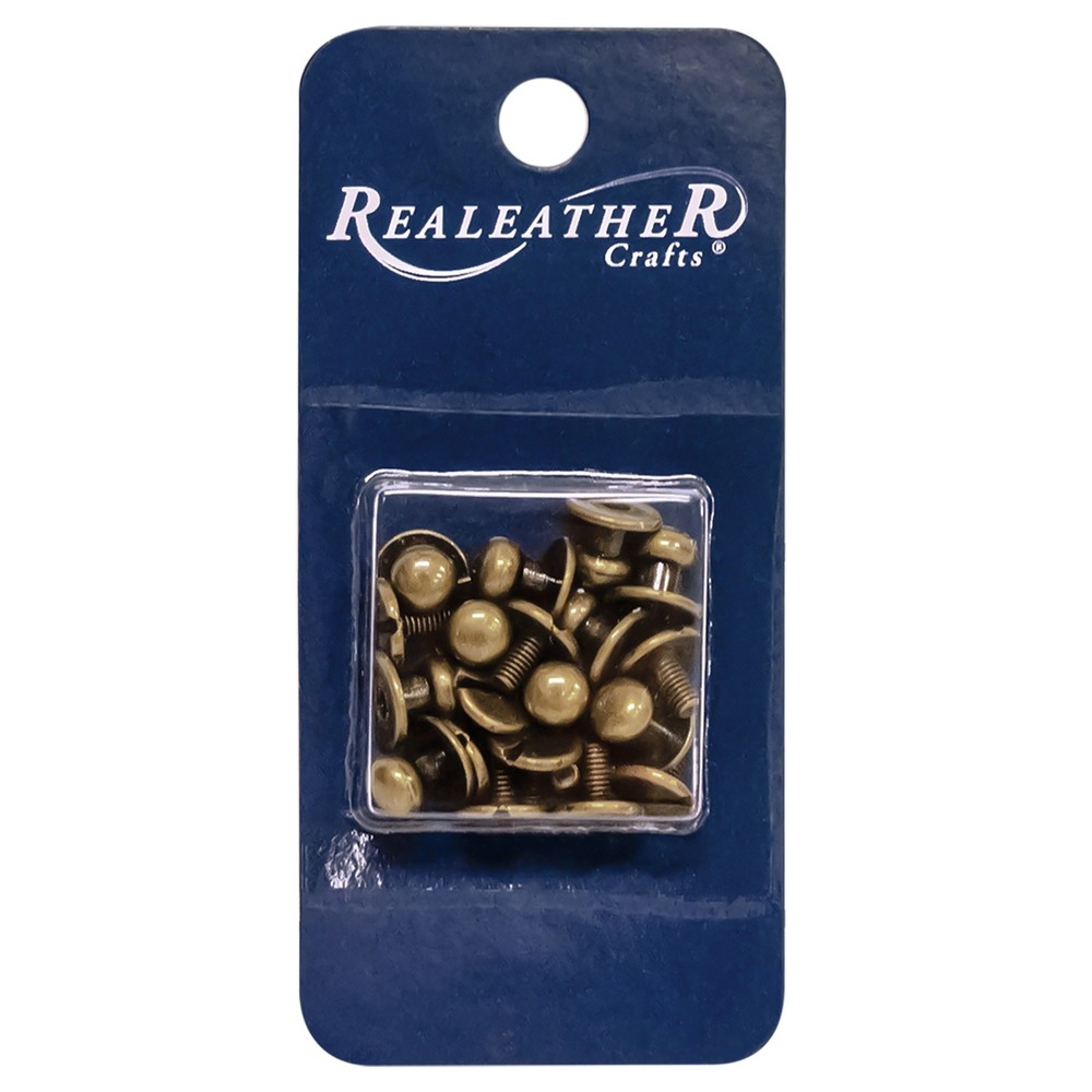 Realeather(R) Crafts Button Stud & Post 10/Pkg-Antique Brass