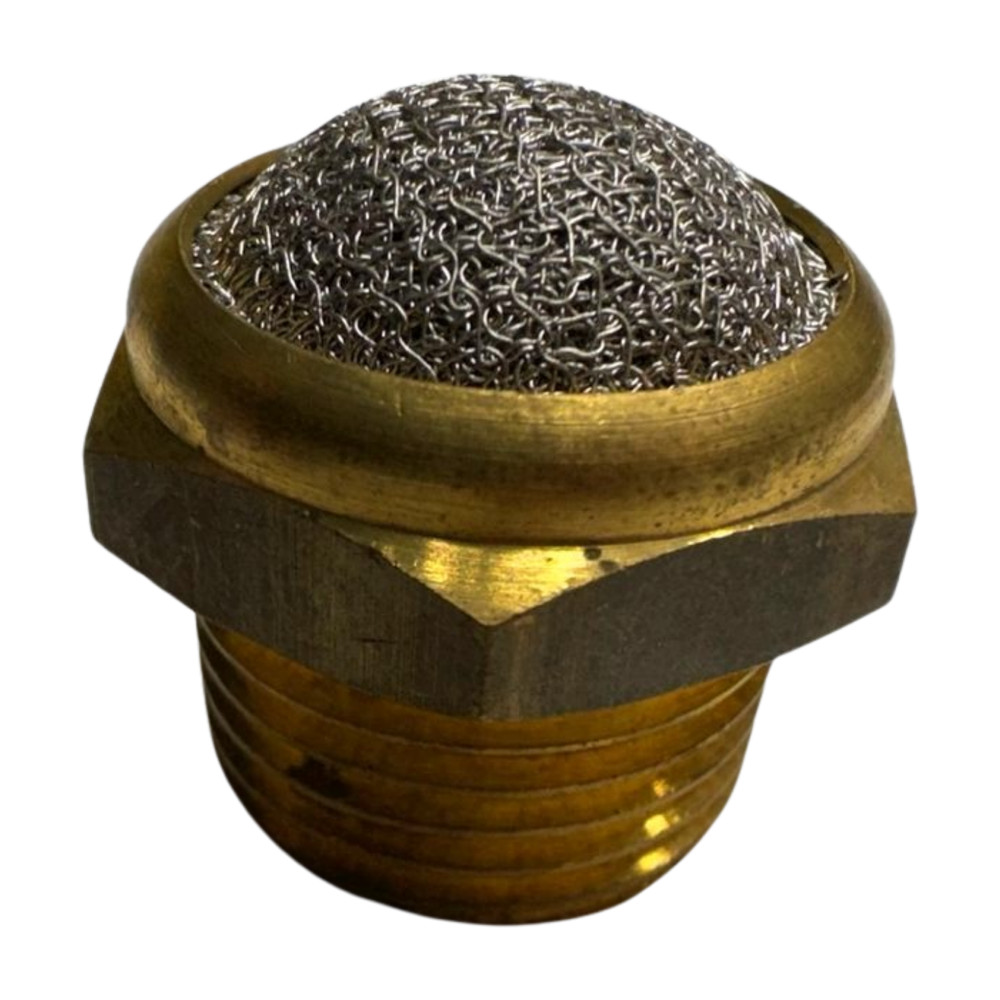 Dome Silencer Breather, Stainless Steel Filter Mesh on Hexagonal Base, 3/4”