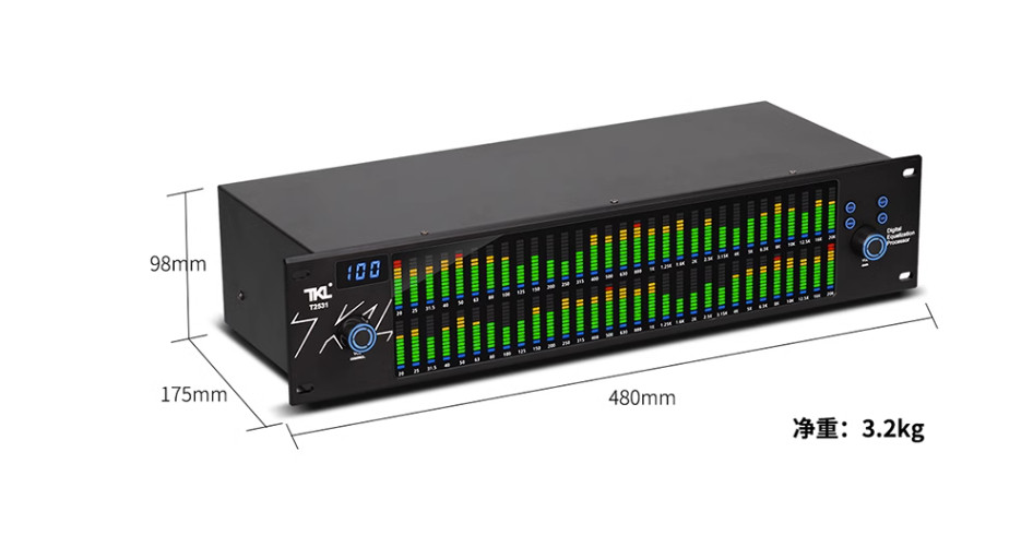 220VTKLT2531 Professional Graphic Equalizer Audio Processor Two 31-Band Spectrum